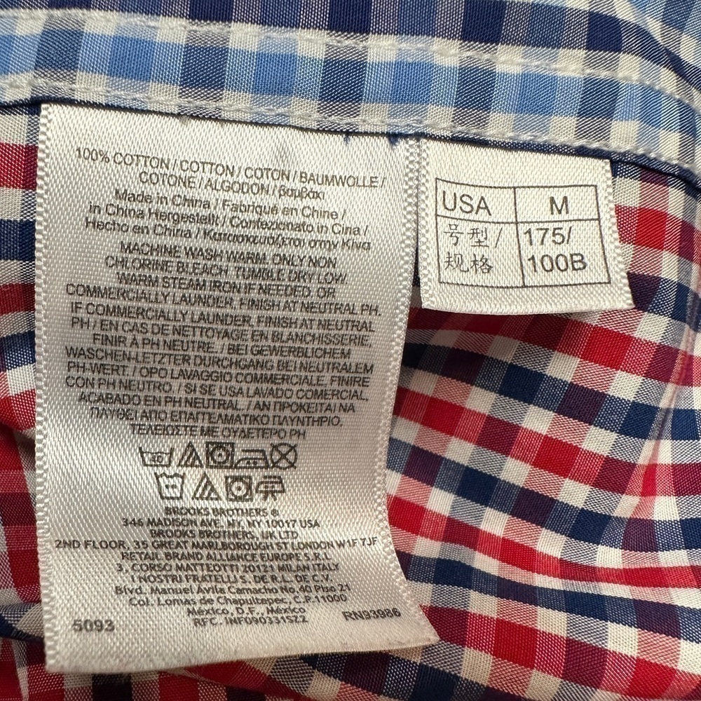 Brooks Brothers Long Sleeve Button Down Shirt Men’s Sz M Red White Blue Check - Picture 10 of 10